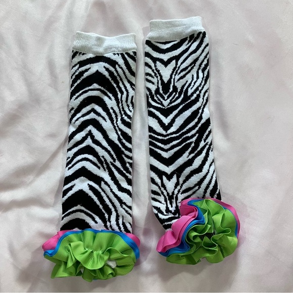 Boutique 2 Bloomers Zebra Rainbow&Pink Leopard Ruffle Diaper Set-12-18 Months - Picture 6 of 7
